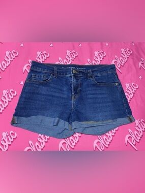 EUC Old Navy Shortie Denim Blue Jean Shorty Summer Bottom Cuffed Crop Shorts